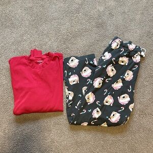 Burt's Bees Red Top and Black Bear Pajama Pants